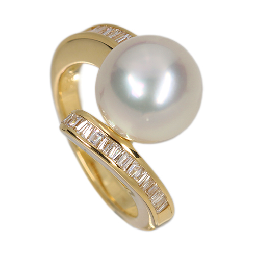 第462回抽選販売＞南洋白蝶真珠 10.9㎜ ダイヤモンド 約0.4ct イエロー