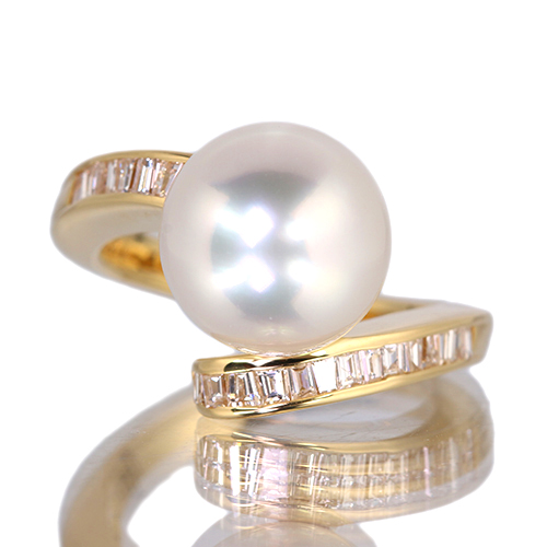 第462回抽選販売＞南洋白蝶真珠 10.9㎜ ダイヤモンド 約0.4ct イエロー