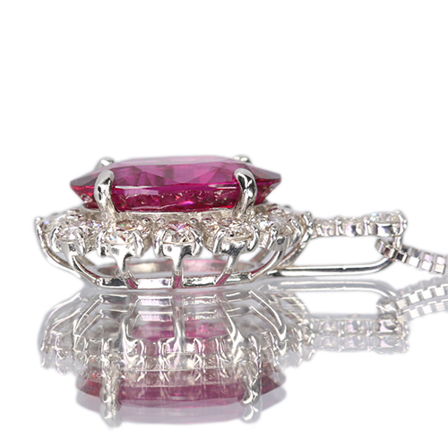 ルベライト 約3ct ダイヤモンド 0.8ct プラチナ ネックレス【品質