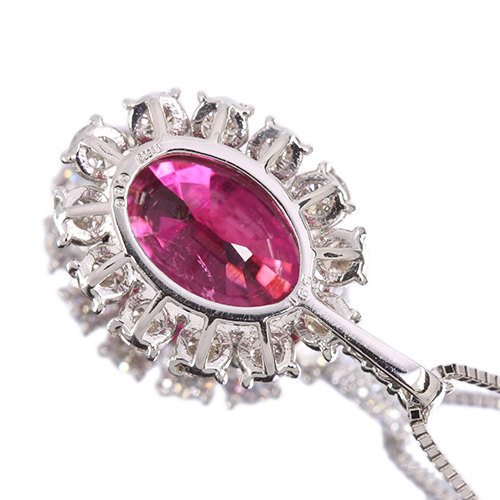 ルベライト 約3ct ダイヤモンド 0.8ct プラチナ ネックレス【品質