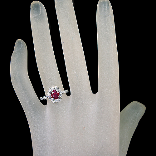 非加熱ピジョンブラッドルビー 1.0ct ダイヤモンド 0.7ct プラチナ