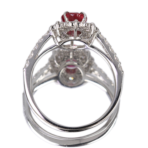 非加熱ピジョンブラッドルビー 1.0ct ダイヤモンド 0.7ct プラチナ