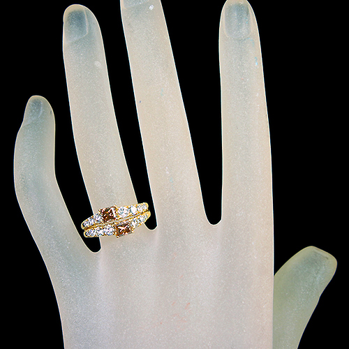 ブラウンダイヤモンド 0.56ct ダイヤモンド 約1ct イエローゴールド