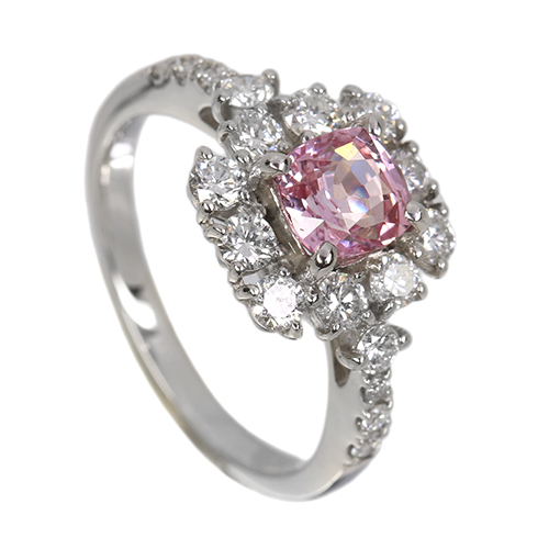 パララチアサファイア 1.1ct ダイヤモンド 0.7ct プラチナ リング(指輪