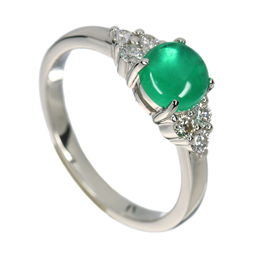 エメラルドキャッツアイ 約0.8ct ダイヤモンド 0.2ct プラチナ リング