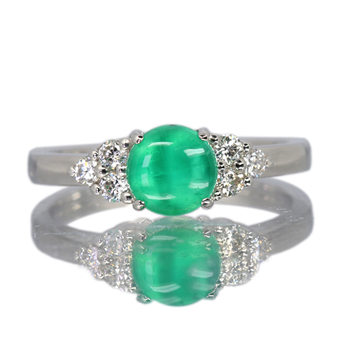 エメラルドキャッツアイ 約0.8ct ダイヤモンド 0.2ct プラチナ リング