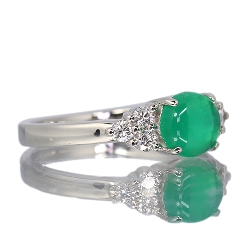 エメラルドキャッツアイ 約0.8ct ダイヤモンド 0.2ct プラチナ リング