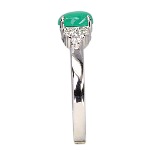 エメラルドキャッツアイ 約0.8ct ダイヤモンド 0.2ct プラチナ リング