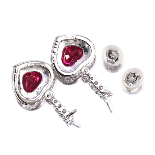 ハートシェイプピジョンブラッドルビー 2.4ct ダイヤモンド 約0.6ct