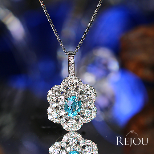 ネオンブルーアパタイト 0.4ct ダイヤモンド 0.5ct プラチナ 