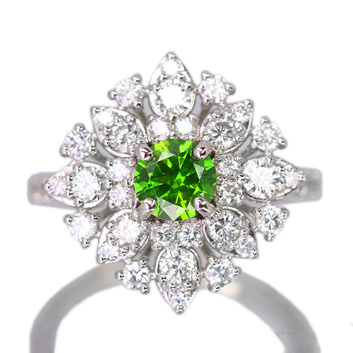 デマントイドガーネット（※1点物） ロシア産デマントイドガーネット 約0.7ct ダイヤモンド 約1.1ct