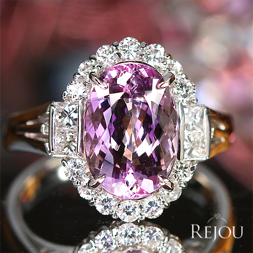 Private Label ダイヤモンド、ピンクパール付きプラチナリング【新品】 ピンクトパーズ 4.5ct ダイヤモンド 0.7ct プラチナ リング(指輪