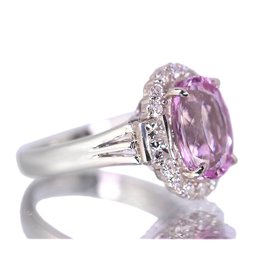 ピンクトパーズ 4.5ct ダイヤモンド 0.7ct プラチナ リング(指輪