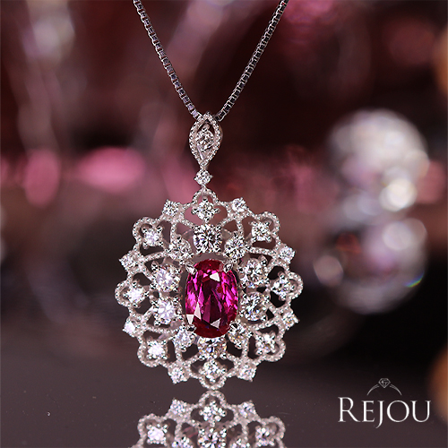 非加熱ルビー 1.0ct ダイヤモンド 0.8ct プラチナ ネックレス【品質
