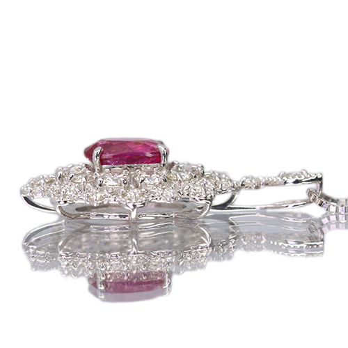 非加熱ルビー 1.0ct ダイヤモンド 0.8ct プラチナ ネックレス【品質