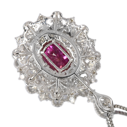 非加熱ルビー 1.0ct ダイヤモンド 0.8ct プラチナ ネックレス【品質
