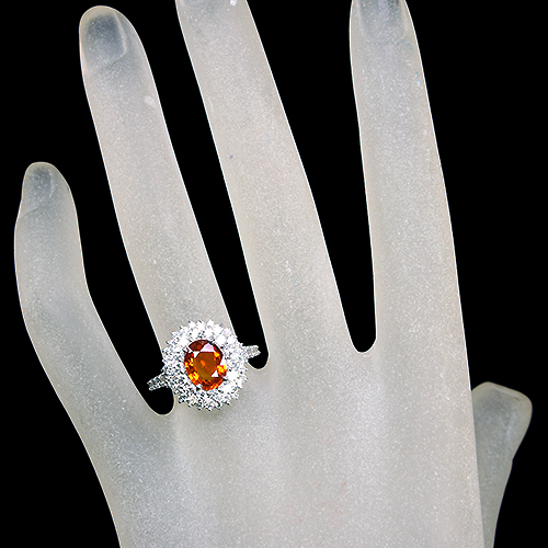 オレンジサファイア 約2ct ダイヤモンド 1.3ct プラチナ リング(指輪