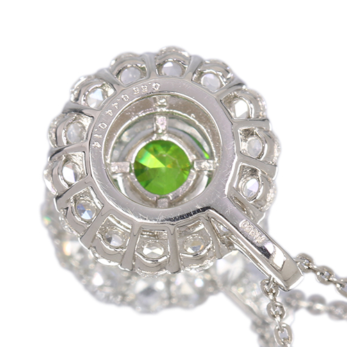 ロシア産デマントイドガーネット 0.6ct ダイヤモンド 0.5ct プラチナ