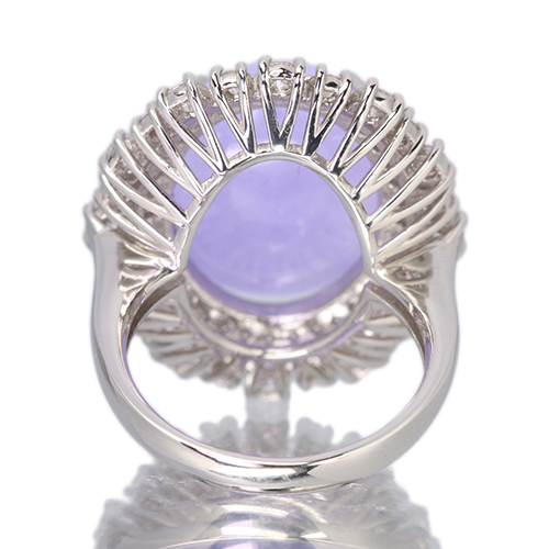 ラベンダー翡翠 15ct ダイヤモンド 1.5ct プラチナ リング(指輪)【品質
