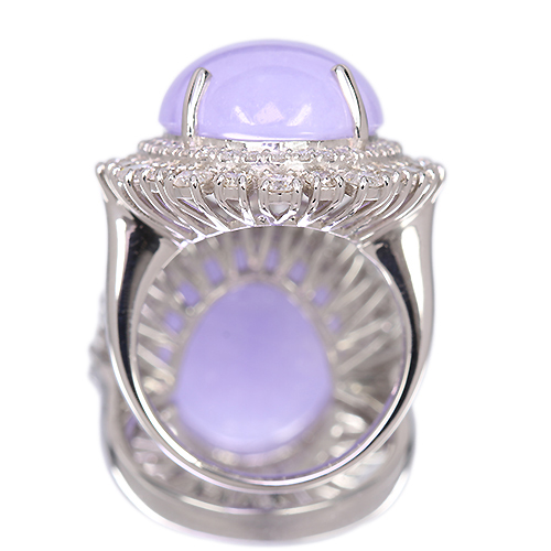 ラベンダー翡翠 15ct ダイヤモンド 1.5ct プラチナ リング(指輪)【品質