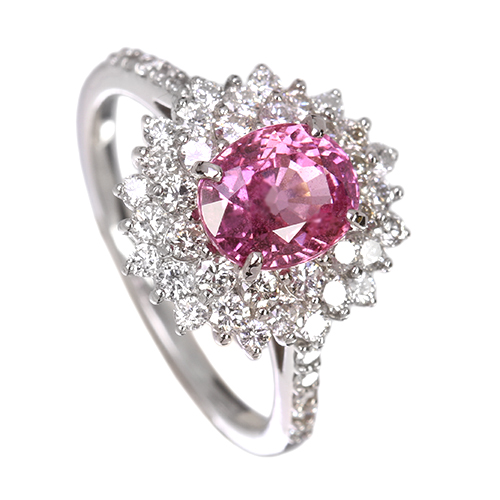 ピンクサファイア 約2ct ダイヤモンド 約1ct プラチナ リング(指輪