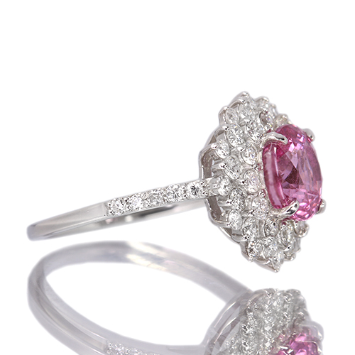 ピンクサファイア 約2ct ダイヤモンド 約1ct プラチナ リング(指輪