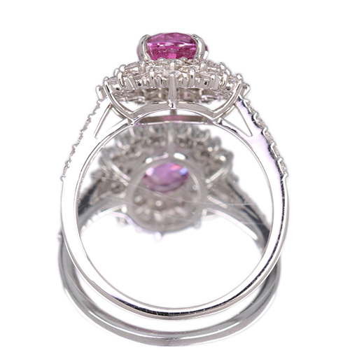 ピンクサファイア 約2ct ダイヤモンド 約1ct プラチナ リング(指輪