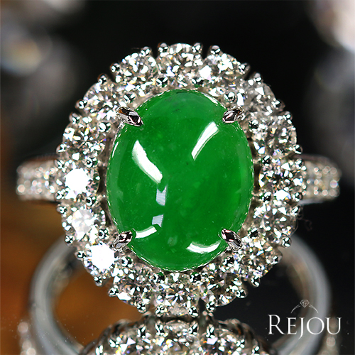 第466回抽選販売＞翡翠（ヒスイ） 約3.5ct ダイヤモンド 1.3ct