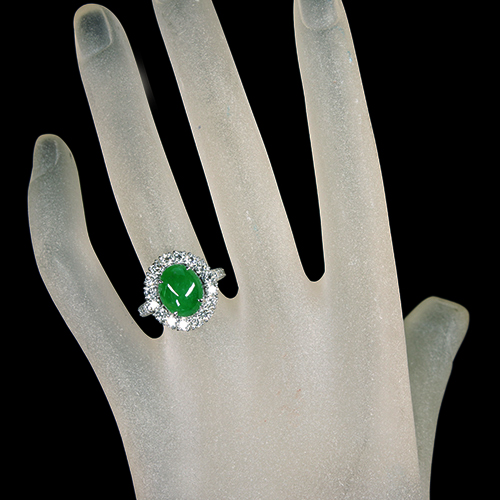 翡翠（ヒスイ） 約3.5ct ダイヤモンド 1.3ct プラチナ リング(指輪