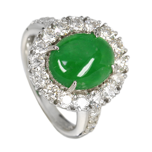 翡翠（ヒスイ） 約3.5ct ダイヤモンド 1.3ct プラチナ リング(指輪