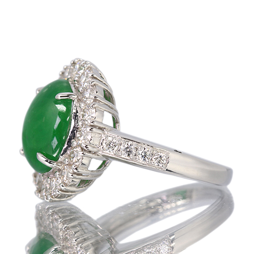 翡翠（ヒスイ） 約3.5ct ダイヤモンド 1.3ct プラチナ リング(指輪