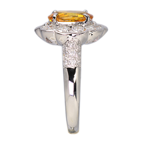 イエローサファイア 2.3ct ダイヤモンド 1.1ct プラチナ リング(指輪