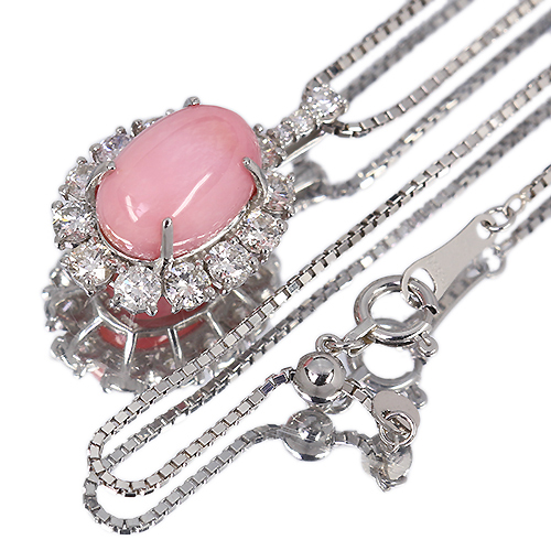コンクパール 4.4ct ダイヤモンド 約1ct プラチナ ネックレス【品質