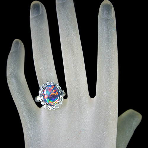 SIZUKU」ブラックオパール 5.6ct ダイヤモンド 1.3ct プラチナ リング