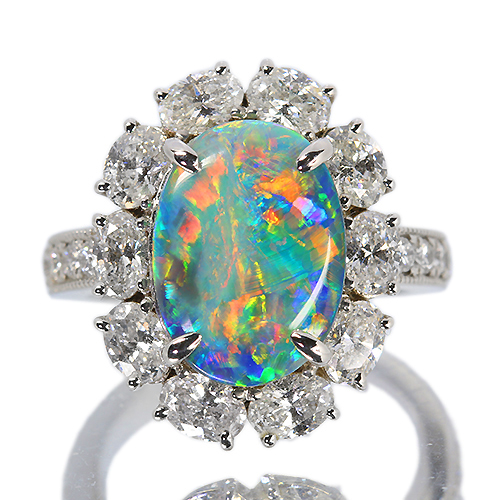 SIZUKU」ブラックオパール 3.5ct ダイヤモンド 2.2ct プラチナ リング