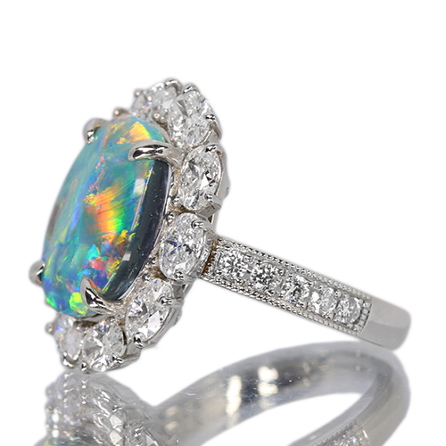 SIZUKU」ブラックオパール 3.5ct ダイヤモンド 2.2ct プラチナ リング