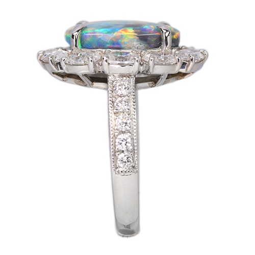 SIZUKU」ブラックオパール 3.5ct ダイヤモンド 2.2ct プラチナ リング