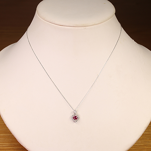 ハートシェイプルビー 0.32ct ダイヤモンド ホワイトゴールド