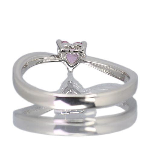 ハートシェイプ非加熱ピンクサファイア 0.35ct ダイヤモンド プラチナ