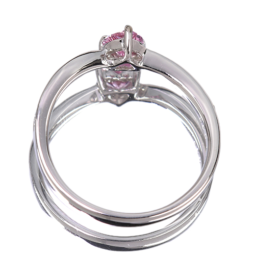 ハートシェイプ非加熱ピンクサファイア 0.35ct ダイヤモンド プラチナ