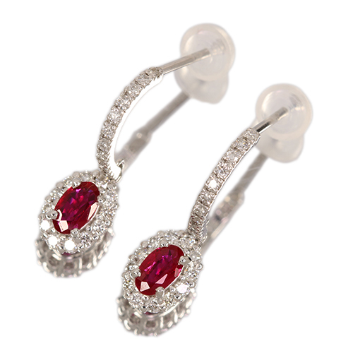 ルビー 0.4ct ダイヤモンド 0.3ct プラチナ ピアス【品質保証書/宝石