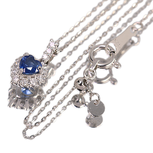 ハートシェイプブルーサファイア 0.30ct ダイヤモンド 0.15ct プラチナ