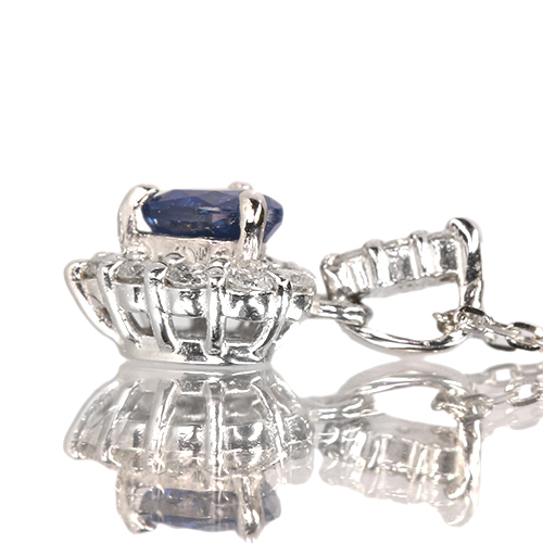 ハートシェイプブルーサファイア 0.30ct ダイヤモンド 0.15ct プラチナ