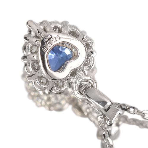 ハートシェイプブルーサファイア 0.30ct ダイヤモンド 0.15ct プラチナ