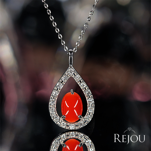 第469回抽選販売＞血赤珊瑚 約0.5ct ダイヤモンド プラチナ ネックレス