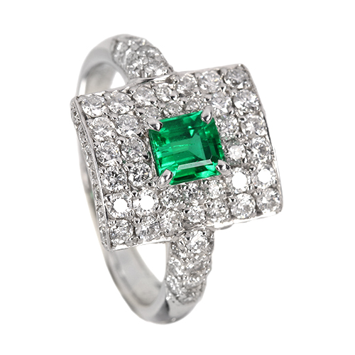エメラルド（ノンオイル） 0.5ct ダイヤモンド 1.1ct プラチナ リング