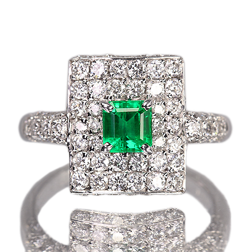 エメラルド（ノンオイル） 0.5ct ダイヤモンド 1.1ct プラチナ リング