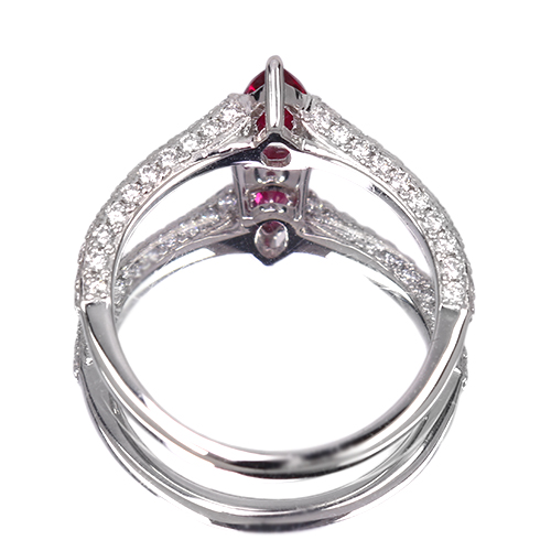 レッドベリル 0.28ct ダイヤモンド 0.47ct プラチナ リング(指輪