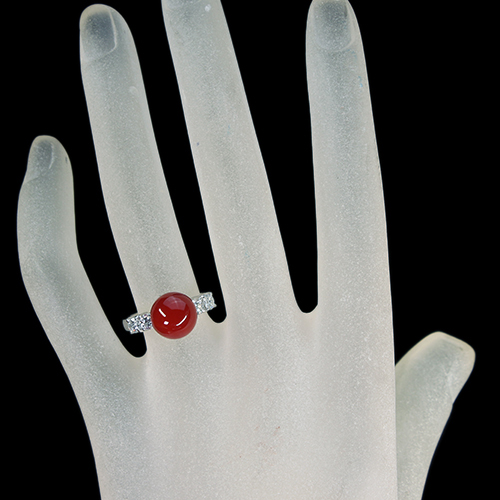 血赤珊瑚 9.4㎜ ダイヤモンド 0.5ct プラチナ リング(指輪)【品質