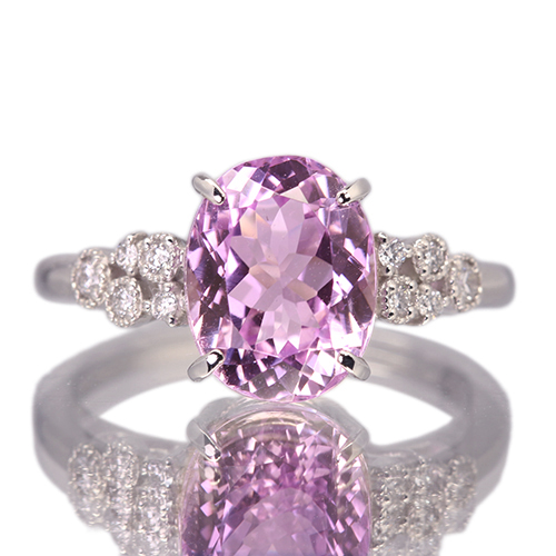 クンツァイト5.09ct ダイヤ0.13ct　Pt900 プラチナリング　指輪 クンツァイト 3.5ct ダイヤモンド プラチナ リング(指輪)【品質保証書